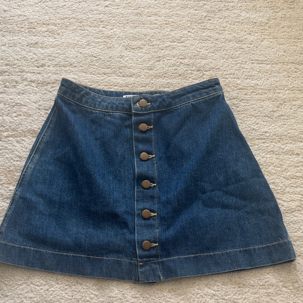 American Apparel Buttom Front Denim Skirt Medium Wash